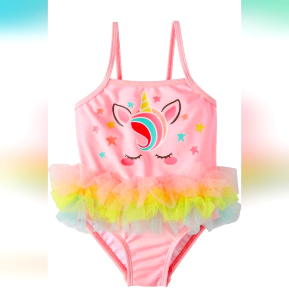 Girls Unicorn Gumball Pink One Piece Swimsuit